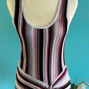 NWT INC International Concepts S/less Lurex Stripe Knot Front Top Size L
